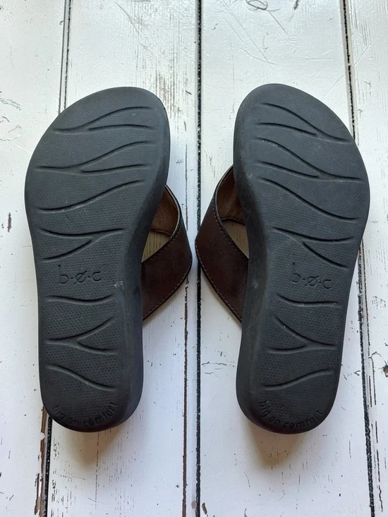 b.o.c Born Concept Brown Leather Flip Flop Sandals Womens Size 7M Comfort Floral - Picture 3 of 6